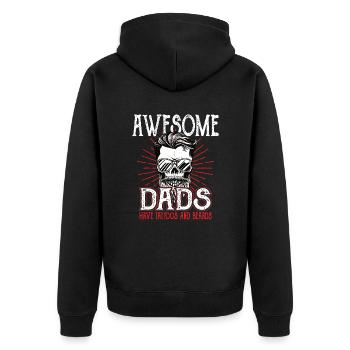 Awesome Dads have Tattoos Beards Vater Tattoo Bart - Unisex Premium Bio Zip Hoodie - Schwarz - Hinten - Nico (187cm)