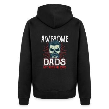 Awesome Dads have Tattoos Beards Vater Tattoo Bart - Unisex Premium Bio Zip Hoodie - Schwarz - Hinten - Nico (187cm)