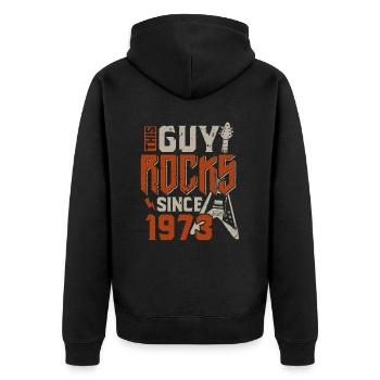 Dieser Kerl rockt seit 1973 Jahrgang Geburtstag - Unisex Premium Bio Zip Hoodie - Schwarz - Hinten - Nico (187cm)
