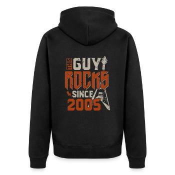 This guy has been rocking since 2005 vintage birthday - Unisex Premium Organic Zip Hoodie - black - Back - Nico (187cm)