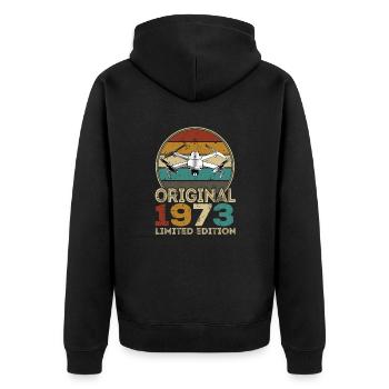 Drohnenpilot Whoop Copter FPV UAS Pilot Drone 1973 - Unisex Premium Bio Zip Hoodie - Schwarz - Hinten - Nico (187cm)