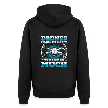 Drones Make me Happy You Not So Much Drone - Unisex Premium Organic Zip Hoodie - black - Back - Nico (187cm)