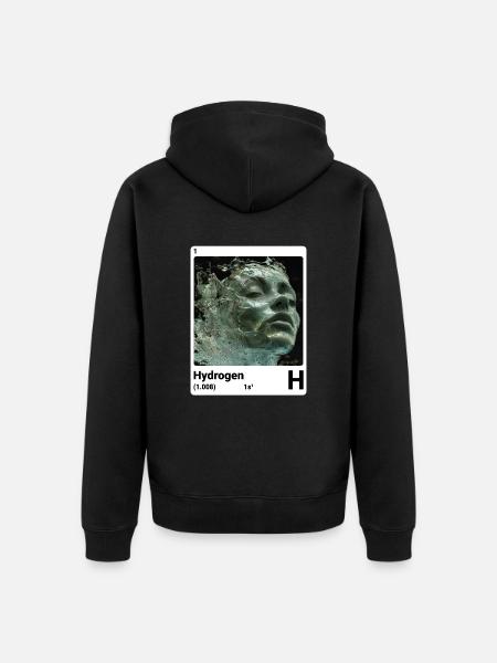 Hydrogen - H - kjemisk grunnstoff 001 - Premium økologisk unisex-hettejakke - svart
