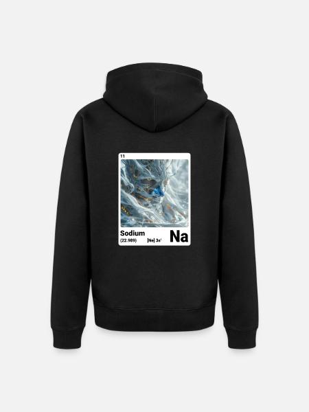 Periodisk system grunnstoff natrium (Na) 011 - Premium økologisk unisex-hettejakke - svart