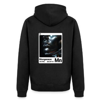 AI am Mangan (at) - Unisex Premium Bio Zip Hoodie - Schwarz - Hinten - Nico (187cm)