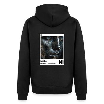 AI am Nickel (wt) - Unisex Premium Organic Zip Hoodie - black - Back - Nico (187cm)