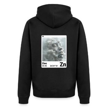 AI am Zinc (wt) - Unisex Premium Organic Zip Hoodie - black - Back - Nico (187cm)