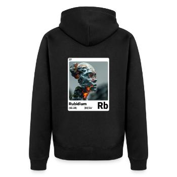 AI am Rubidium (wt) - Unisex Premium Bio Zip Hoodie - Schwarz - Hinten - Nico (187cm)