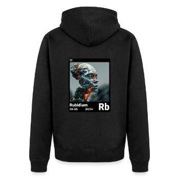 AI am Rubidium (bk) - Unisex Premium Bio Zip Hoodie - Schwarz - Hinten - Nico (187cm)