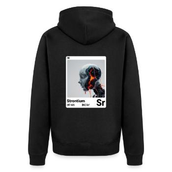 AI am Strontium (wt) - Unisex Premium Bio Zip Hoodie - Schwarz - Hinten - Nico (187cm)