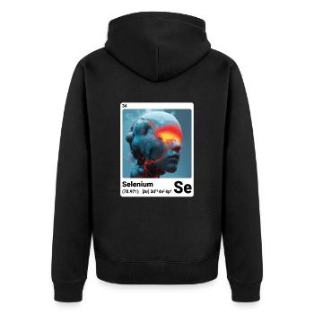 AI am Selen (wt) - Unisex Premium Bio Zip Hoodie - Schwarz - Hinten - Nico (187cm)