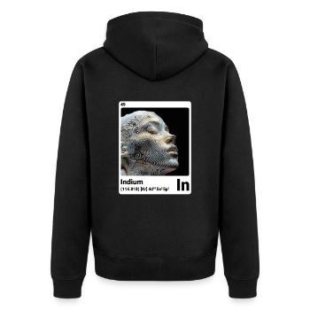 AI am Indium (wt) - Unisex Premium Bio Zip Hoodie - Schwarz - Hinten - Nico (187cm)