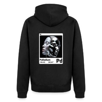 AI am Palladium (wt) - Unisex Premium Bio Zip Hoodie - Schwarz - Hinten - Nico (187cm)