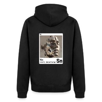 AI am Tin (wt) - Unisex Premium Organic Zip Hoodie - black - Back - Nico (187cm)