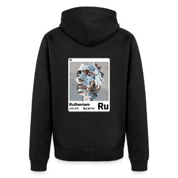 AI am Ruthenium (wt) - Unisex Premium Bio Zip Hoodie - Schwarz - Hinten - Nico (187cm)