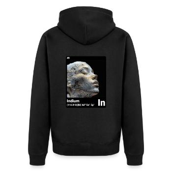 AI am Indium (bk) - Unisex Premium Bio Zip Hoodie - Schwarz - Hinten - Nico (187cm)