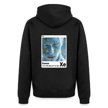 AI am Xenon (at) - Unisex Premium Bio Zip Hoodie - Schwarz - Hinten - Nico (187cm)