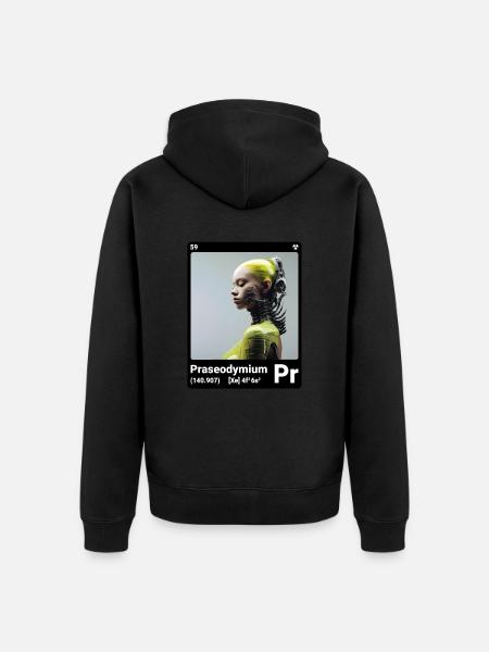 AI am Praseodym (bk) - Unisex Premium Bio Zip Hoodie - Schwarz