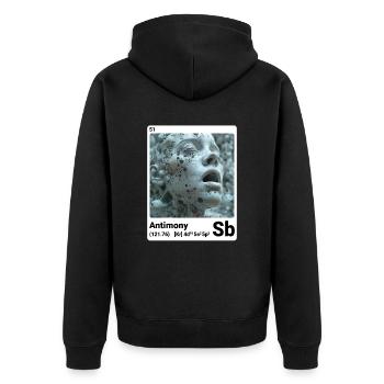 AI am Antimon (wt) - Unisex Premium Bio Zip Hoodie - Schwarz - Hinten - Nico (187cm)