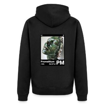 AI am Promethium (bk) - Unisex Premium Bio Zip Hoodie - Schwarz - Hinten - Nico (187cm)