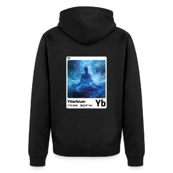 AI am Ytterbium (wt) - Unisex Premium Bio Zip Hoodie - Schwarz - Hinten - Nico (187cm)