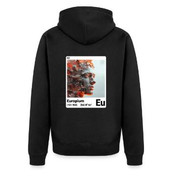 AI am Europium (at) - Unisex Premium Bio Zip Hoodie - Schwarz - Hinten - Nico (187cm)