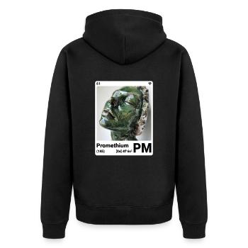 AI am Promethium (wt) - Unisex Premium Bio Zip Hoodie - Schwarz - Hinten - Nico (187cm)