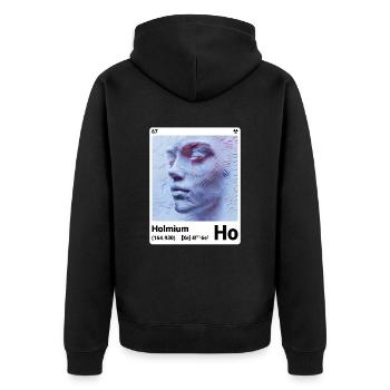 AI am Holmium (wt) - Unisex Premium Bio Zip Hoodie - Schwarz - Hinten - Nico (187cm)