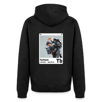 AI am Terbium (wt) - Unisex Premium Bio Zip Hoodie - Schwarz - Hinten - Nico (187cm)