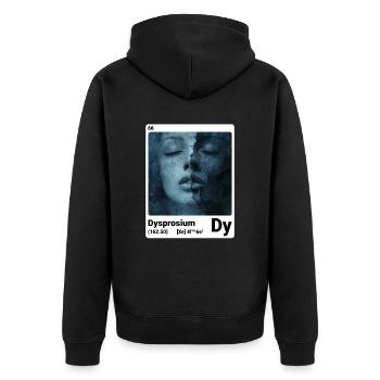 AI am Dysprosium (wt) - Unisex Premium Bio Zip Hoodie - Schwarz - Hinten - Nico (187cm)