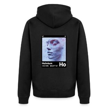 AI am Holmium (bk) - Unisex Premium Bio Zip Hoodie - Schwarz - Hinten - Nico (187cm)