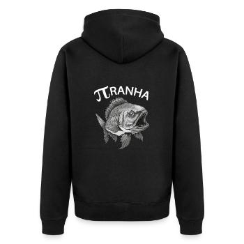 Mathe Pi Pi-ranha Kreiszahl Wortspiel Mathematik - Unisex Premium Bio Zip Hoodie - Schwarz - Hinten - Nico (187cm)