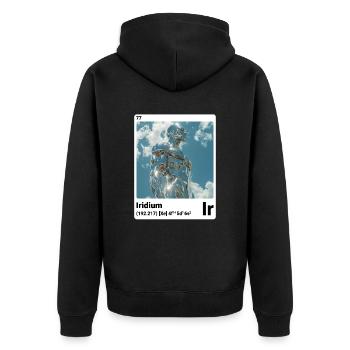 AI am Iridium (wt) Stilelement periodisch - Unisex Premium Bio Zip Hoodie - Schwarz - Hinten - Nico (187cm)
