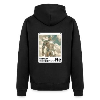 AI am Rhenium (at) Stilelement periodisch - Unisex Premium Bio Zip Hoodie - Schwarz - Hinten - Nico (187cm)