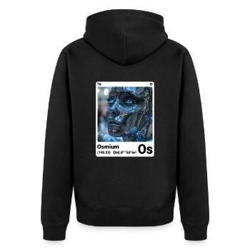 AI am Osmium (wt) style element periodic fashion - Unisex Premium Organic Zip Hoodie - black - Back - Nico (187cm)