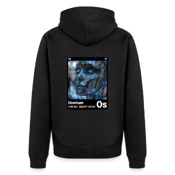 AI am Osmium (bk) Stilelement periodisch - Unisex Premium Bio Zip Hoodie - Schwarz - Hinten - Nico (187cm)