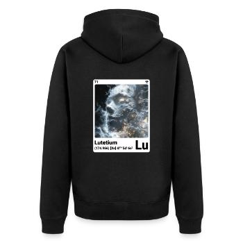 AI am Lutetium (wt) - Unisex Premium Bio Zip Hoodie - Schwarz - Hinten - Nico (187cm)