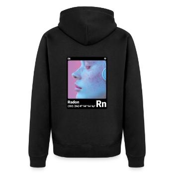 AI am Radon (bk) fashion periodictable nerdy style - Unisex Premium Bio Zip Hoodie - Schwarz - Hinten - Nico (187cm)