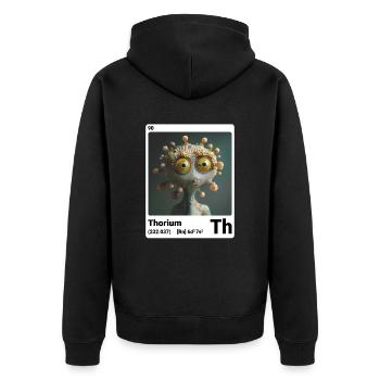 AI am thorium (at) fashion periodictable nerdstyle - Unisex Premium Bio Zip Hoodie - Schwarz - Hinten - Nico (187cm)