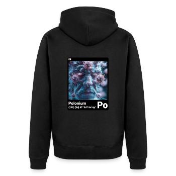 AI am Polonium (bk) Modezeitschrift nerdy - Unisex Premium Bio Zip Hoodie - Schwarz - Hinten - Nico (187cm)