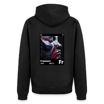 AI am Francium (bk) fashion periodictable style - Unisex Premium Bio Zip Hoodie - Schwarz - Hinten - Nico (187cm)