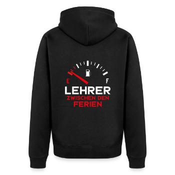 LUSTIG LEHRER ZWISCHEN DEN FERIEN - Unisex Premium Bio Zip Hoodie - Schwarz - Hinten - Nico (187cm)