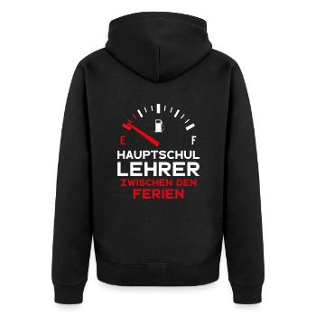 LUSTIG HAUPTSCHULLEHRER FERIEN HAUPTSCHULE LEHRER - Unisex Premium Bio Zip Hoodie - Schwarz - Hinten - Nico (187cm)