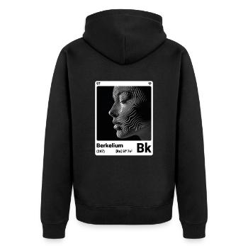 AI am Berkelium (at) Modezeitschrift nerdy - Unisex Premium Bio Zip Hoodie - Schwarz - Hinten - Nico (187cm)