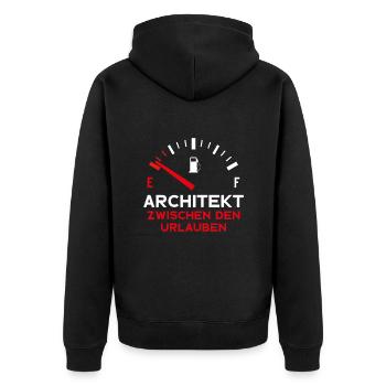 ARCHITEKT ZWISCHEN DEN URLAUBEN ARCHITEKT - Unisex Premium Bio Zip Hoodie - Schwarz - Hinten - Nico (187cm)