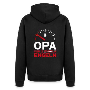 VATERTAG OPA VON 2 ENKELN ENGELN OPA - Unisex Premium Bio Zip Hoodie - Schwarz - Hinten - Nico (187cm)