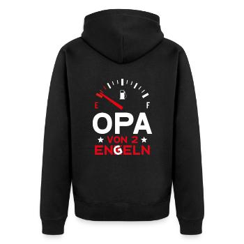 VATERTAG OPA VON 2 ENKELN OPA - Unisex Premium Bio Zip Hoodie - Schwarz - Hinten - Nico (187cm)