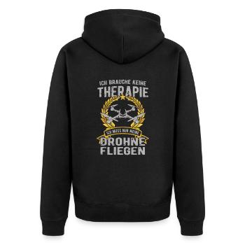 Drohnenpilot Drohne Drohnen Pilot - Unisex Premium Bio Zip Hoodie - Schwarz - Hinten - Nico (187cm)