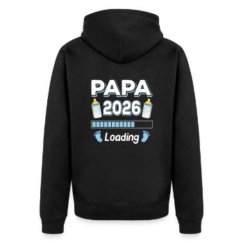 Papa 2026 Chargement Maman Papa Parents Fils Fille - Veste à capuche bio Premium Unisexe - noir - Dos - Nico (187cm)