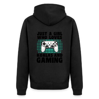 Gamer & Koalas Video Games & Furry Companions - Unisex Premium Organic Zip Hoodie - black - Back - Nico (187cm)